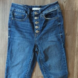SO High Rise Button-Fly Jeans in Blue